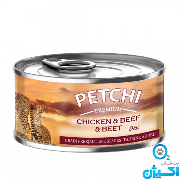 کنسرو گربه پتچی با طعم مرغ ،گوشت و لبو 120 گرمی